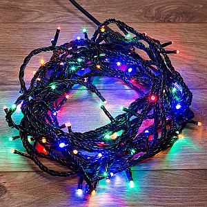 Гирлянда Нить управляемая 10м 100 LED МУЛЬТИКОЛОР (RGYB) черный ПВХ IP65 свечение с динамикой 230В нужен контроллер 217-204 NEON-NIGHT