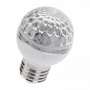 Лампа светодиодная, диаметр 50мм, E27, 9 LED, 1Вт, БЕЛЫЙ, прозрачная колба, 230В NEON-NIGHT