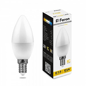 Лампа светодиодная, (5W) 230V E14 2700K C37, LB-72