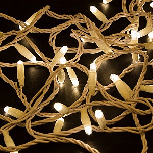 Гирлянда светодиодная Нить 10м 100 LED ТЕПЛЫЙ БЕЛЫЙ IP65 белый ПВХ постоянное свечение 230В соединяется нужен блок 303-500-1 NEON-NIGHT