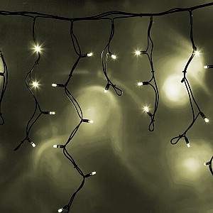 Гирлянда светодиодная Бахрома (Айсикл) 5,6x0,9м 240 LED ТЕПЛЫЙ БЕЛЫЙ черный каучук 3,3мм IP67 эффект мерцания 230В нужен блок 315-000 NEON-NIGHT