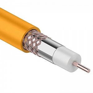 Кабель коаксиальный RG-6U нг(А)-HF, Cu/Al/Cu, 64%, 75Ом, 100м, внутренний, оранжевый REXANT