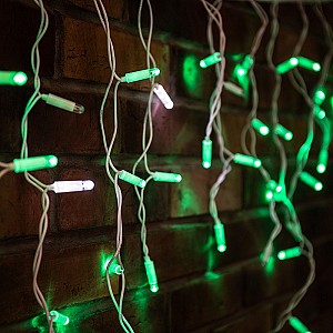 Гирлянда светодиодная Бахрома (Айсикл) 4,8х0,6м 176 LED ЗЕЛЕНЫЙ белый ПВХ IP65 эффект мерцания 230В нужен блок 303-500-1 NEON-NIGHT