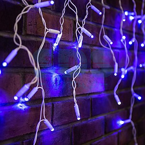 Гирлянда светодиодная Бахрома (Айсикл) 4,8х0,6м 176 LED СИНИЙ белый ПВХ IP65 эффект мерцания 230В нужен блок 303-500-1 NEON-NIGHT