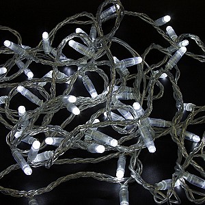 Гирлянда светодиодная Нить 10м 100 LED БЕЛЫЙ прозрачный ПВХ IP65 эффект мерцания 230В соединяется нужен блок 303-500-1 NEON-NIGHT