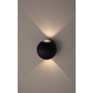 WL11 BK  Светильник декоративный настенный светодиодный ЭРА WL11 BK 2х1Вт 3000К IP54 черный для интерьера и фасадов зданий