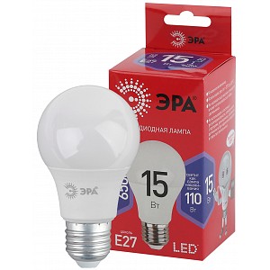 LED A60-15W-865-E27 R  Лампа светодиодная ЭРА RED LINE LED A60-15W-865-E27 R 15Вт груша холодный дневной свет Е27