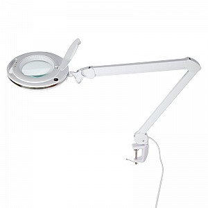 Купить Лупа на струбцине круглая 3D с подсветкой 60 SMD LED, сенсорный регулятор яркости, ø127мм, белая REXANT