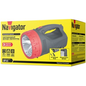Фонарь Navigator 71 598 NPT-SP16-ACCU Прож/кемп 5Вт+25LED, 230лм, АКБ 4Ач