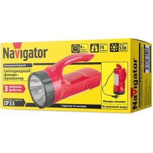 Фонарь Navigator 71 599 NPT-SP17-ACCU Прож/кемп 1Вт+12LED, 130лм, АКБ 0.75Ач