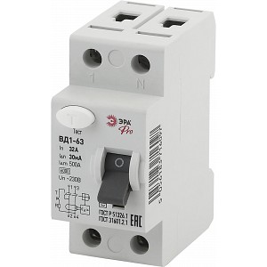 NO-902-27 УЗО ЭРА PRO NO-902-27 ВД1-63 2P 32А 30мА тип АC электромеханическое