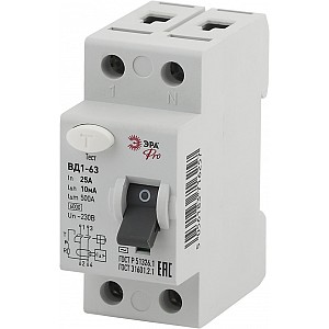 NO-902-48 УЗО ЭРА PRO NO-902-48 ВД1-63 2P 25А 10мА тип АC электромеханическое