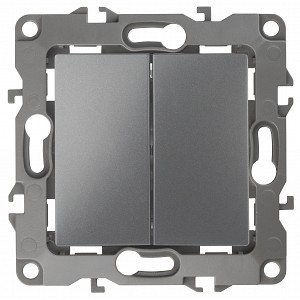 12-1104-12 12-1104-12 ЭРА Выключатель двойной, 10АХ-250В, IP20, Эра12, графит
