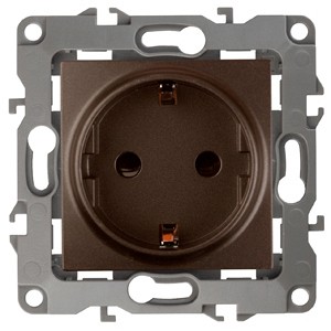 12-2001-13 Розетка ЭРА Серия 12 12-2001-13 2P+E Schuko 16A-250В IP20 без м.лапок бронза