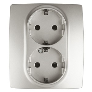 12-2104-15 12-2104-15 ЭРА Розетка 2X2P+E Schuko со шторками, 16A-250В, IP20, Эра12, перламутр