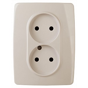 12-2107-02 Розетка ЭРА Серия 12 12-2107-02 двойная без заземления 2X2P 16A-250В IP20 слоновая кость
