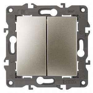 14-1106-04 Переключатель ЭРА Elegance 14-1106-04 двойной 10АХ-250В IP20 шампань