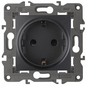 14-2102-05 Розетка ЭРА Elegance 14-2102-05 с заземлением 2P+E Schuko со шторками 16A-250В IP20 антрацит