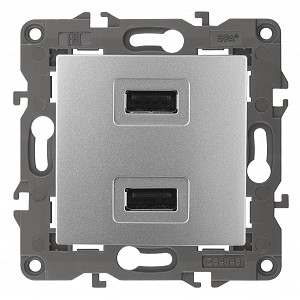 14-4110-03 14-4110-03 ЭРА Устройство зарядное USB, 230В/5В-2100мА, IP20, Эра Elegance, алюминий