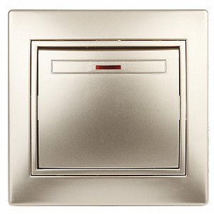 1-102-04  1-102-04 Intro Выключатель с подсветкой, 10А-250В, IP20, СУ, Plano, шампань