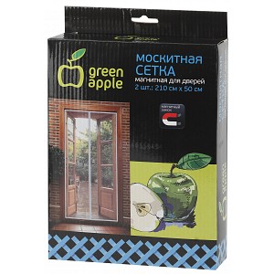 GBN007 GBN007 GREEN APPLE Магнитная сетка на дверь 2штx210смx50см, магнитный замок, 12шт липучка крепежная,