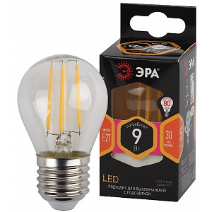 F-LED P45-9w-827-E27  Лампа светодиодная ЭРА F-LED P45-9W-827-E27 9Вт филамент шар теплый белый свет Е27