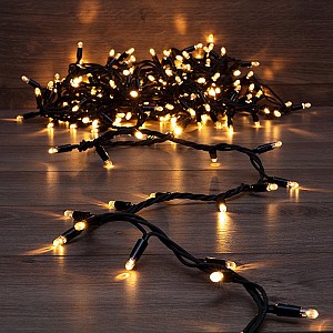 Гирлянда светодиодная Нить 10м 200 LED ТЕПЛЫЙ БЕЛЫЙ черный каучук IP67 постоянное свечение 230В соединяется нужен блок 315-000 NEON-NIGHT