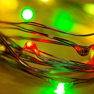Гирлянда светодиодная Роса 2м, 20 LED, МУЛЬТИКОЛОР, IP20, тонкий батарейный блок, 2хCR2032 в комплекте NEON-NIGHT