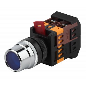 BBT10-ABLF-K07E Кнопка ЭРА BBT10-ABLF-K07E ABLF-22 синий d22мм неон 240В 1з+1р