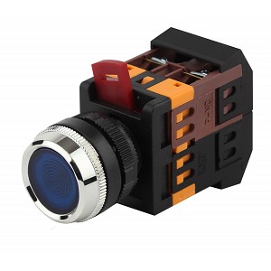 BBT30-ABLFS-K07E Кнопка ЭРА BBT30-ABLFS-K07E ABLFS-22 синий d22мм неон 240В 1з+1р