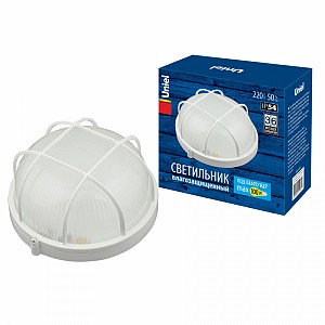 СВЕТИЛЬНИКИ ПЫЛЕВЛАГОЗАЩИЩЕННЫЕ Uniel UWL-R02 100W/E27 IP54 WHITE Kруг/Решетка
