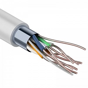 Кабель витая пара омедненный F/UTP, CCA, CAT 5e, PVC, 4PR, 24AWG, внутренний, однопроволочный, серый, 305м PROconnect