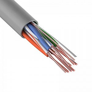Кабель витая пара U/UTP, CAT 5e, PVC, 4PR, 24AWG, внутренний, однопроволочный, серый, 305м REXANT