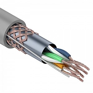 Кабель витая пара SF/UTP, CAT 5e, PVC, 4PR,  внутренний, многопроволочный, серый, 305м REXANT