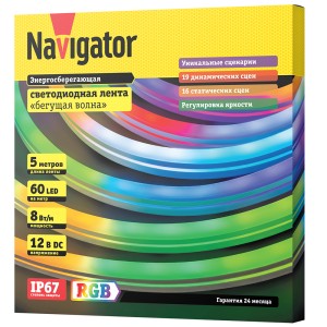 СД Лента Navigator 14 475 NLS-5050RGBM60-8-IP67-12V-NEONLED