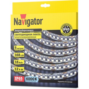 СД Лента Navigator 14 456 NLS-2835CW168-16-IP65-12V