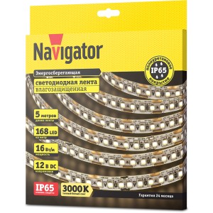 СД Лента Navigator 14 458 NLS-2835WW168-16-IP65-12V