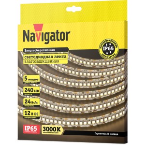 СД Лента Navigator 14 462 NLS-2835WW240-24-IP65-12V