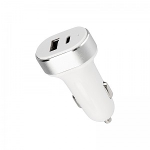 Автозарядка в прикуриватель АЗУ USB-A+USB-C, 3,1A белая REXANT