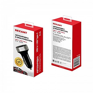 Купить Автозарядка в прикуриватель REXANT АЗУ USB-A+USB-C, 3.1 A черная