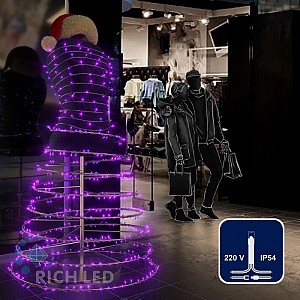 Светодиодная гирлянда Rich LED 10 м, 100 LED, 220 В, соединяемая, фиолетовая, прозрачный провод, RL-S10C-220V-T/V