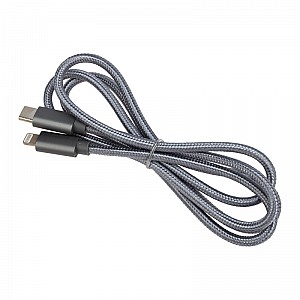 Кабель Type-C – Lightning, 3А, 1м, в нейлоновой серой оплетке, Power Delivery REXANT