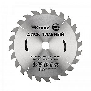 Диск пильный 305 мм х 24 зуб х 32/30 мм KRANZ