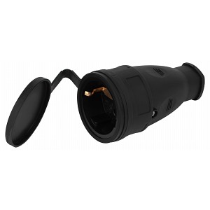 RX10-B-IP44 Розетка ЭРА RX10-B-IP44 каучуковая c заземлением 16А IP44 прямая черная