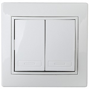 1Э-104-01 Выключатель Intro Plano 1Э-104-01 двойной, 10А-250В, IP20, СУ, без лапок, белый