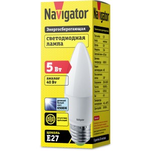 Лампа Navigator 61 250 NLL-P-C37-5-230-6.5K-E27-FR