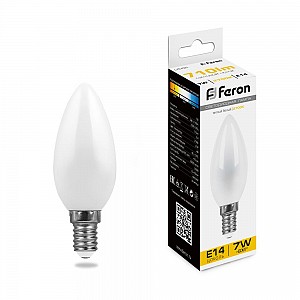 Лампа светодиодная, (9W) 230V E14 4000K C37, LB-570