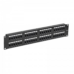 Патч-панель 19" с кабельным органайзером 2U, CAT 6, 48 портов RJ-45, неэкранированная, Dual IDC REXANT