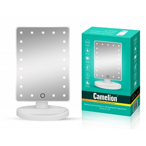 Camelion M145-SL C01 бел. (Зеркало C LED подсветкой, 1x, дневн.свет, 5Вт,4*LR6)