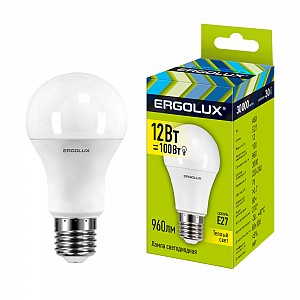 Ergolux LED-A60-12W-E27-3K (Эл.лампа светодиодная ЛОН 12Вт E27 3000K 220-240В)